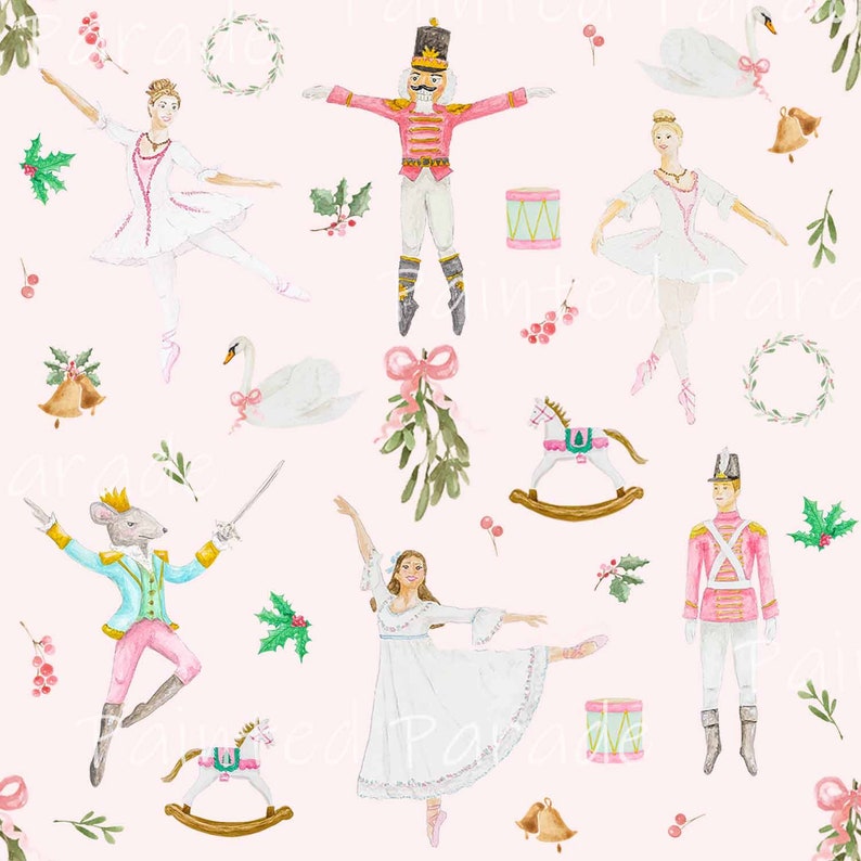 Pink Nutcracker Ballett Fabric by the Yard Etsy