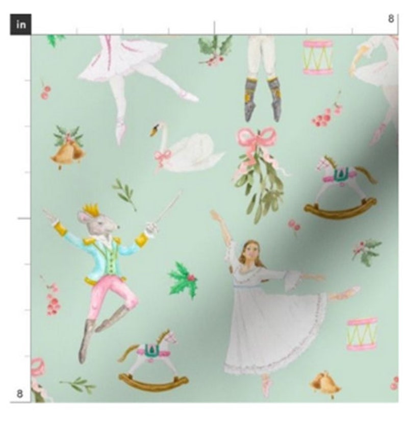 Aqua Nutcracker Fabric by the Yard Etsy