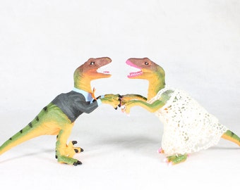 Custom Bride & Groom Wedding Cake Toppers - Raptors
