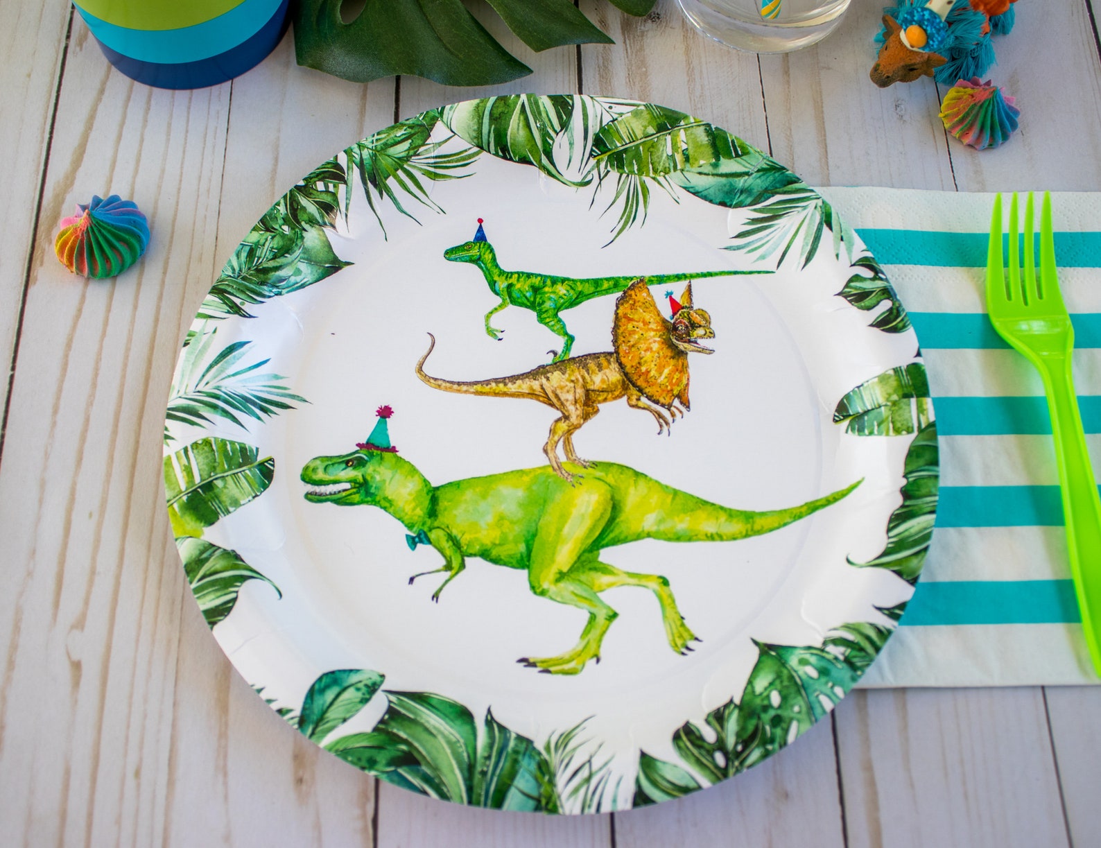 Dinosaur Party Plates 9 Wide Set of 8 Etsy