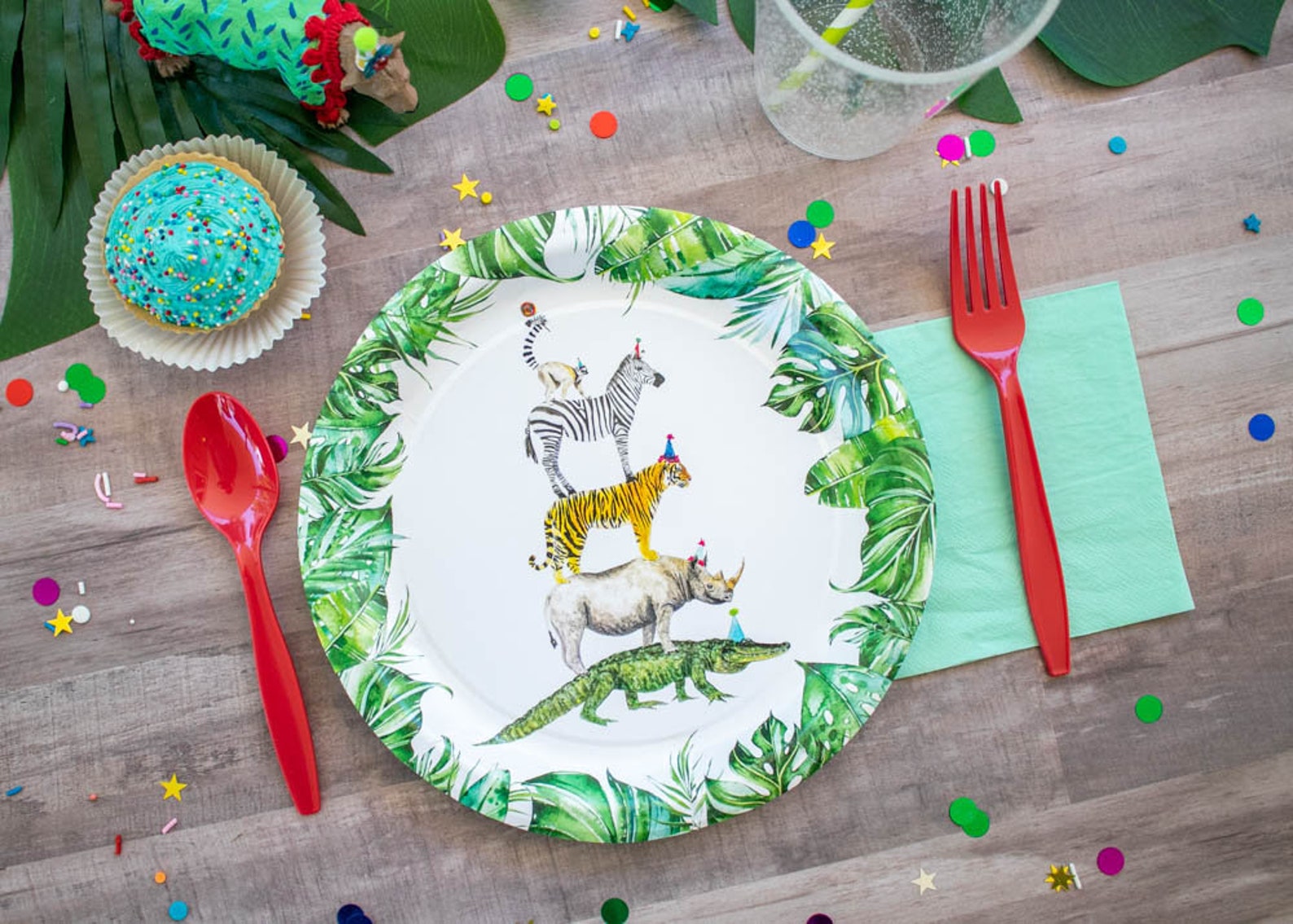 Stacked Party Animal Plates 9 Wide Set of 8 Etsy