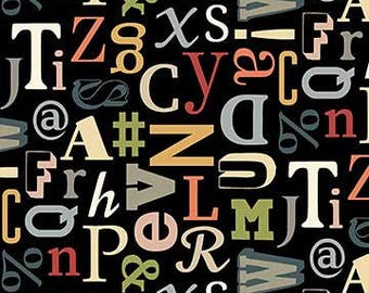 Letters/Alphabet/Collage/Font Words Fabric - Quilting Cotton; [[by the half yard]]