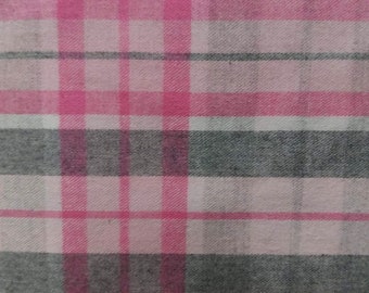 Pink plaid fabric | Etsy