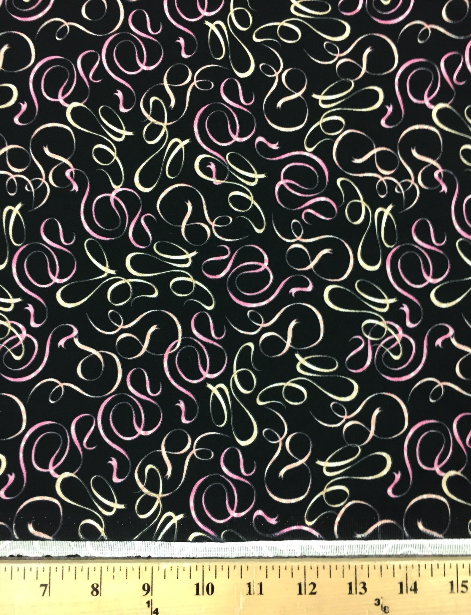 pink and cream ballet shoes ribbons - cotton quilting fabric - dance [[by the half yard]]