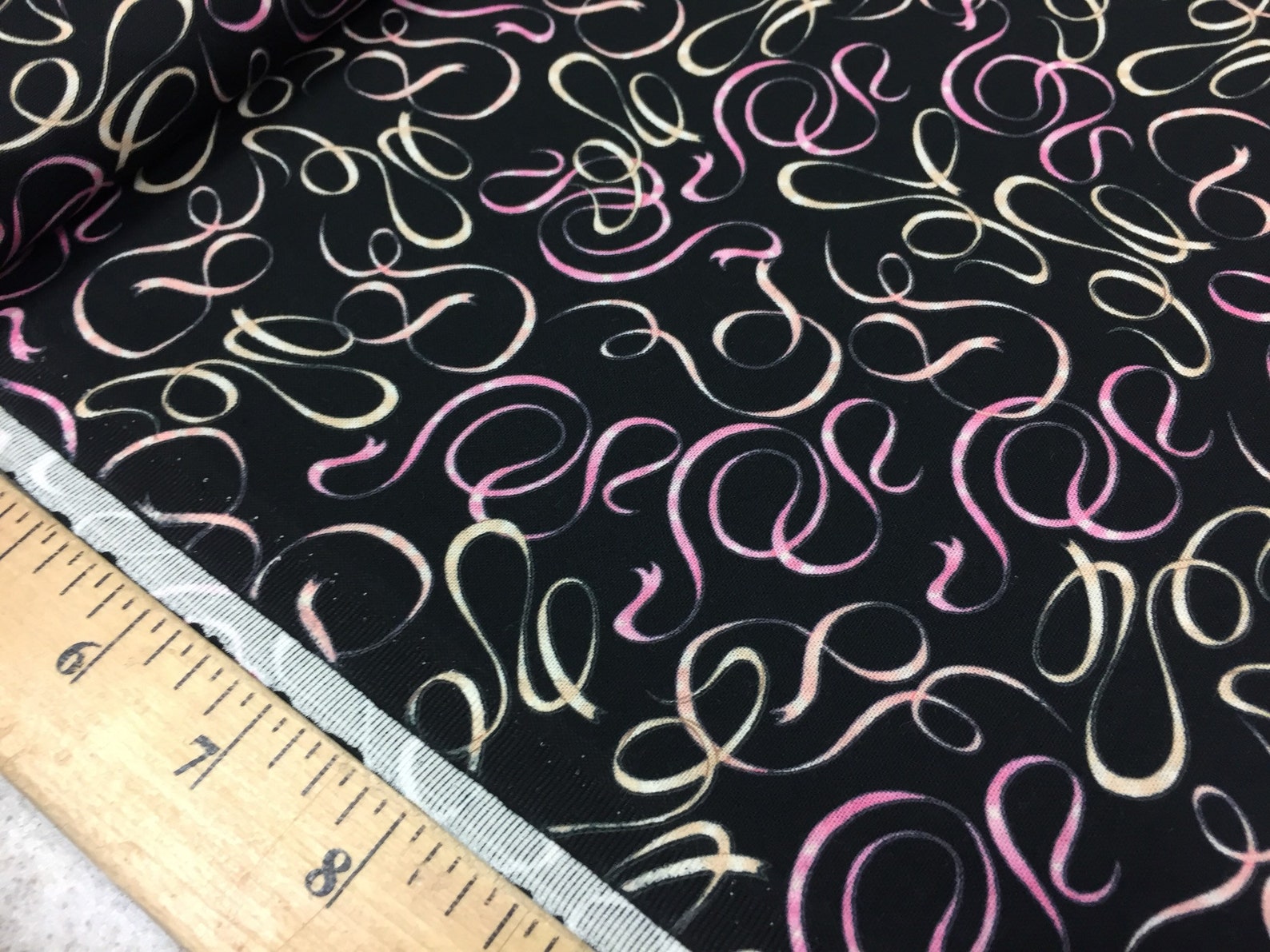 pink and cream ballet shoes ribbons - cotton quilting fabric - dance [[by the half yard]]