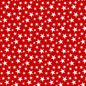 Weiße Sterne auf rotem Hintergrund - Quilting Cotton [[um den halben Meter]