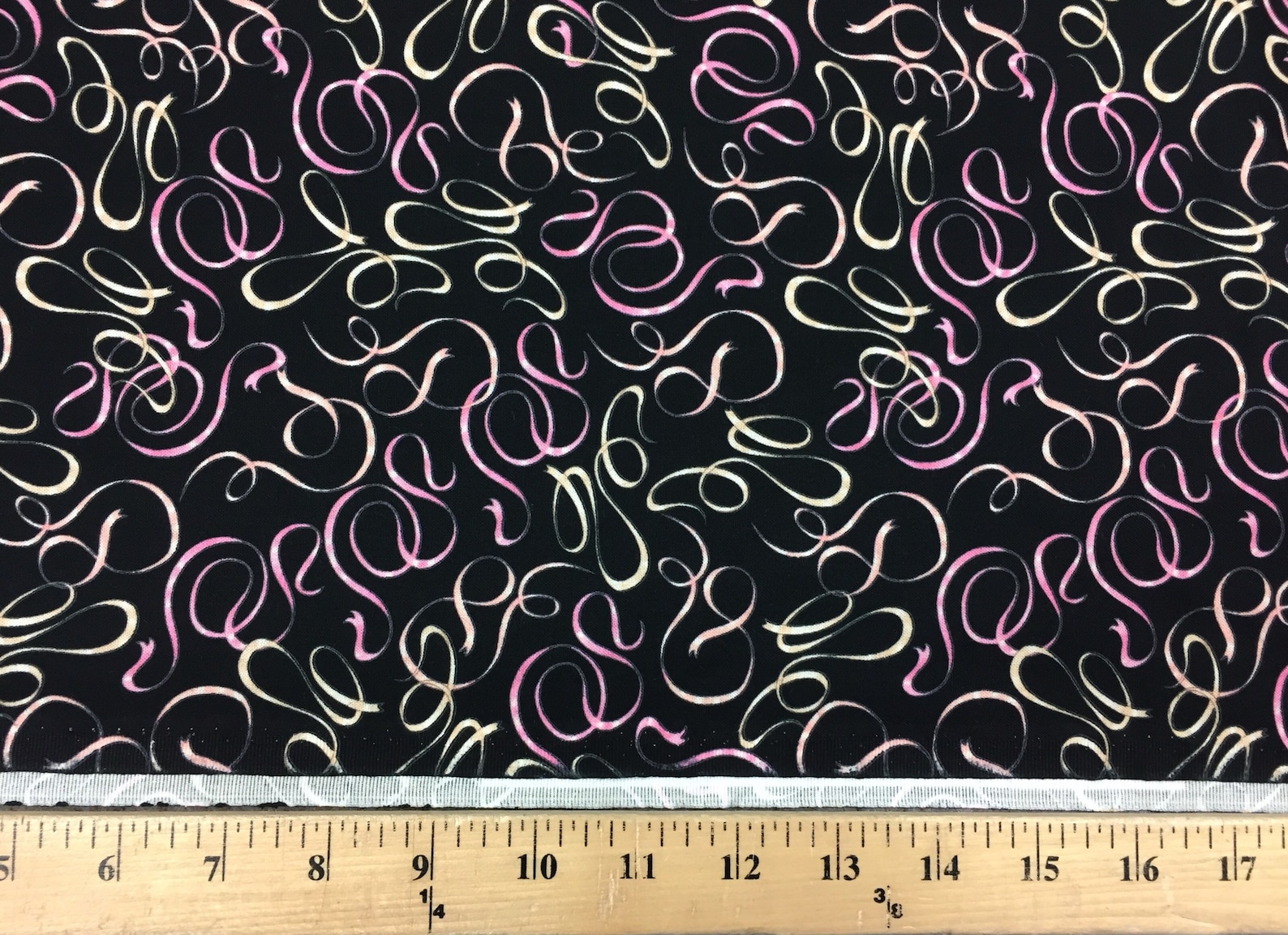 pink and cream ballet shoes ribbons - cotton quilting fabric - dance [[by the half yard]]