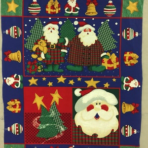 Santa Friends - Primitive -  Fabric Christmas Panel Wall Hanging (#223)