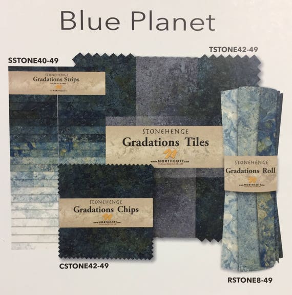 Stonehenge Gradations Blue Planet Stone Tiles 42 10-inch Squares Layer Cake Northcott