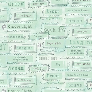 Inspired Heart - Inspirations Turquoise  -  Fabric - 100% Quilting Cotton Fabric [[by the half yard]]