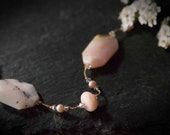 Ping Peruvian Opal Necklace, Long Pink Necklace, Pink Opal Necklace, Hand Made Necklace, Long Layring Necklace, Silk Knotted, NN0464