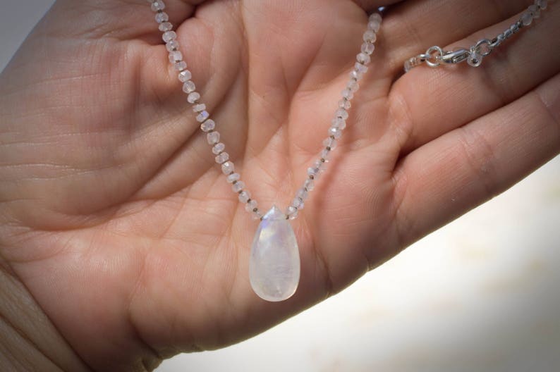 Ruby Design Rainbow Moonstone Beaded Necklace