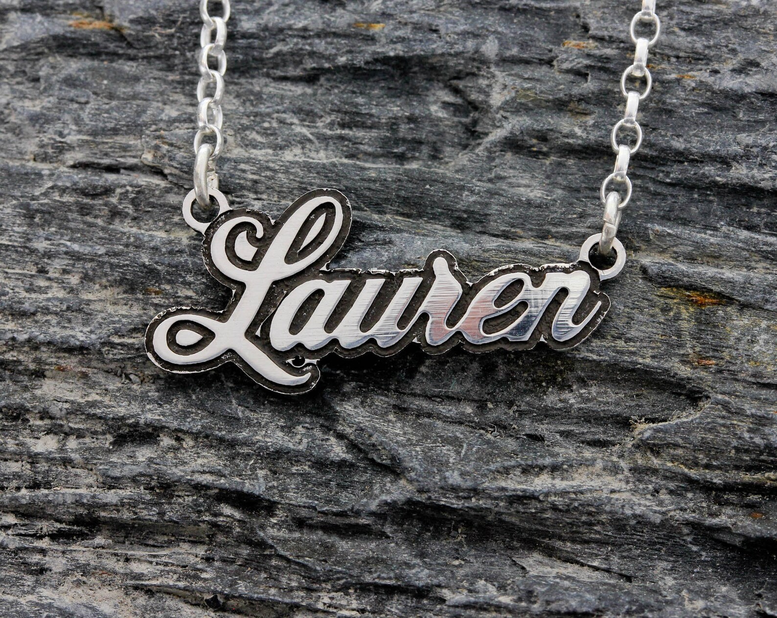 Silver Name Necklace Solid Silver Name Necklace Etsy