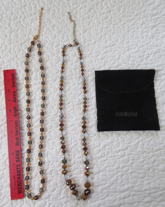 2 pairs Joan Rivers brown bead necklaces 32 inches