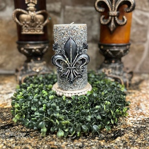 Candle pin, Fleur de Lis, lamp shade pin, embellished, candle accessory, unique gift, handmade, DIY, home decor, magnetic