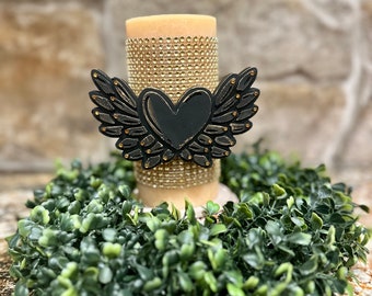 Angel wings and heart candle pin reusable handmade diy unique gift embellished home decor