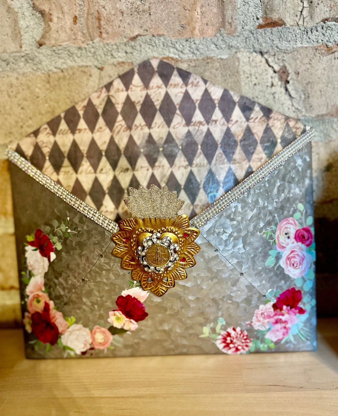 Metal Wall Envelope Mail Holder Galvanized Desk Organizer Etsy