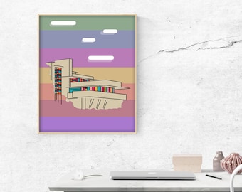 Frank Lloyd Wright’s Falling Water Digital Print - 8 Bit Inspired - Art téléchargeable - 8 Bit Art