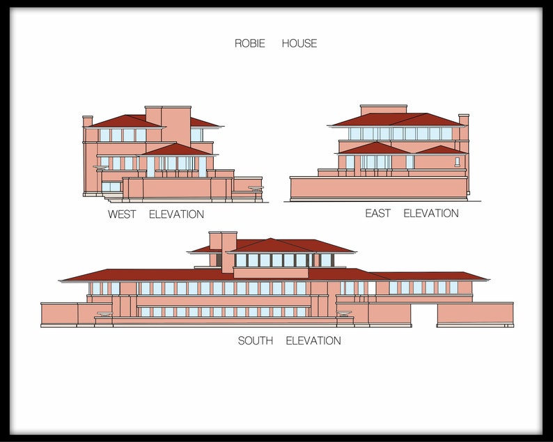 Frank Lloyd Wright's Robie House Elevation Digital Print - Etsy