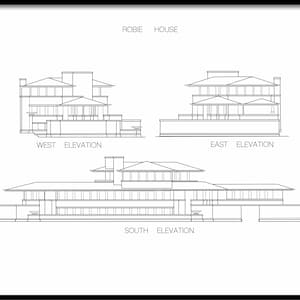 Frank Lloyd Wright's Robie House Elevation Digital Print Downloadable ...