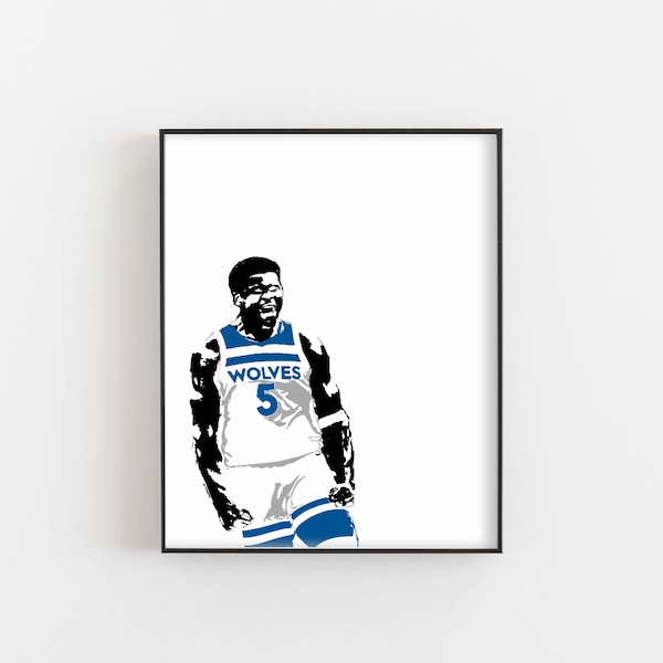 Anthony Edwards Minimalist Digital Print -  - Minnesota Timberwolves - Digital Print - Modern Print - Downloadable Art