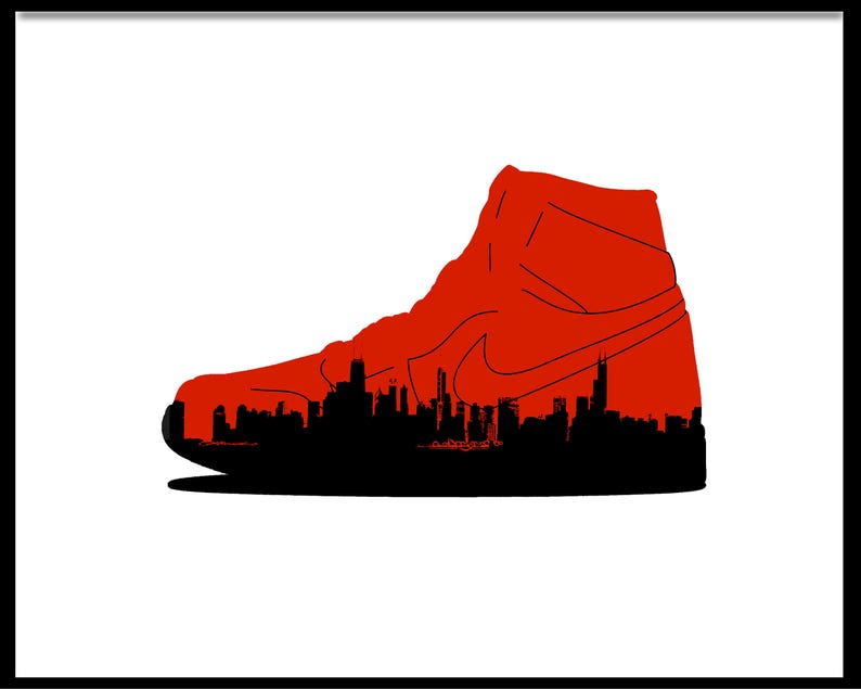Download Air Jordan 1 Chicago Skyline Sneaker Art Digital Print | Etsy
