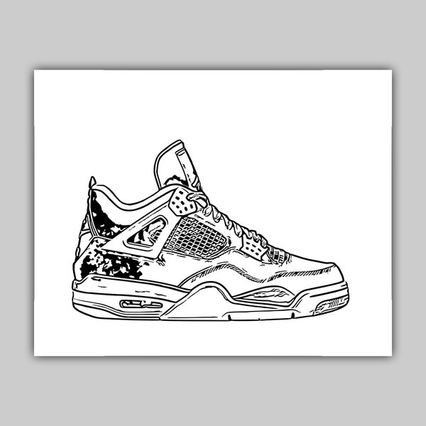 Sneaker Digital Print, Digital Drawing, Line Art, Sneakerhead print