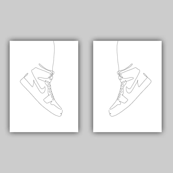 Sneaker Single Shoe Digital Print, Digital Print, Line Art, Shoes Over Power Line Print, Sneakerhead print