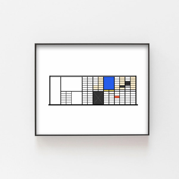 Eames House, Charles & Ray Eames, Minimalist Digital Print, Architecture Print