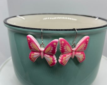 Pink Butterfly Dangles