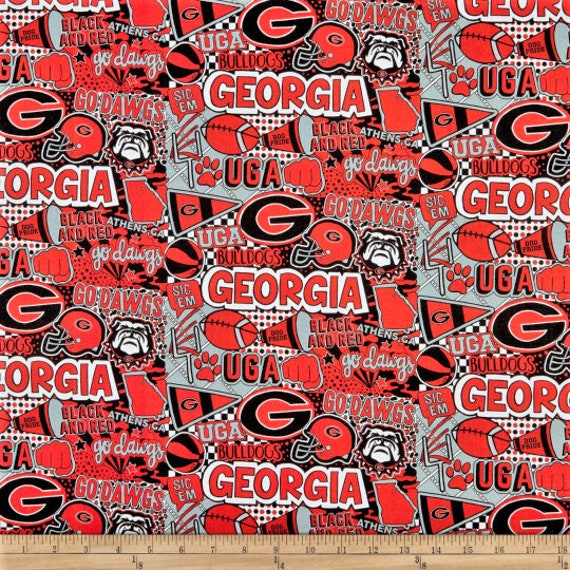Ga Bulldogs Fabric UGA Fabric Quilting Fabric Sports Etsy