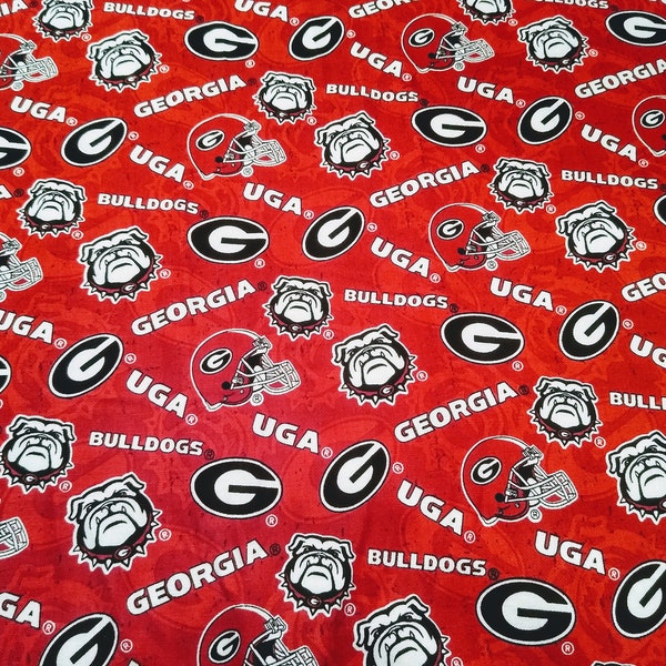 Ga Bulldogs Fabric, UGA Fabric, Quilting Fabric, Sports Fabric, Apparel Fabric, Craft Supplies, Clothing Fabric, Sewing Material