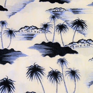 Quilting Fabric, Asian Fabric, Palms Fabric, Navy Blue, Tropical Fabric, Apparel Fabric, Craft, Clothing Fabric, Dress/Blouse/Scarf Fabric