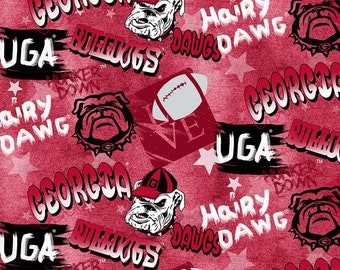 Ga Bulldogs Stoff, UGA Stoff, Quilten Stoff, Sport Stoff, Graffiti Stoff, Handwerk liefert, Nähen Material, Hof/Halb Hof/Quarterr