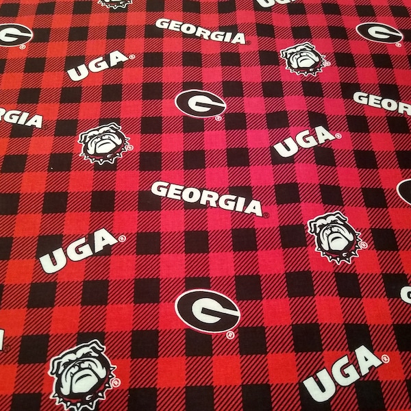 Ga Bulldogs Fabric, UGA Fabric, Quilting Fabric, Sports Fabric, Apparel Fabric, Craft Supplies, Clothing Fabric, Sewing Material