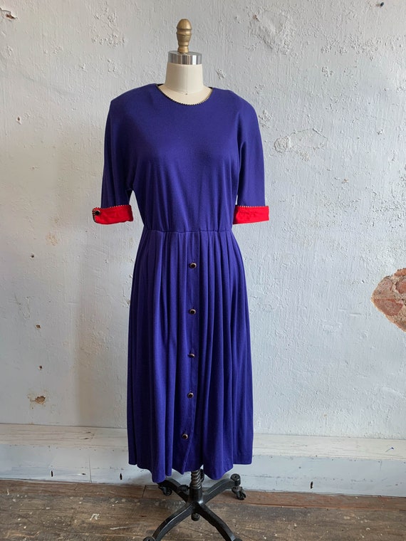 80s Raglan Sleeve Dress Cotton Knit 40s Styled Fit