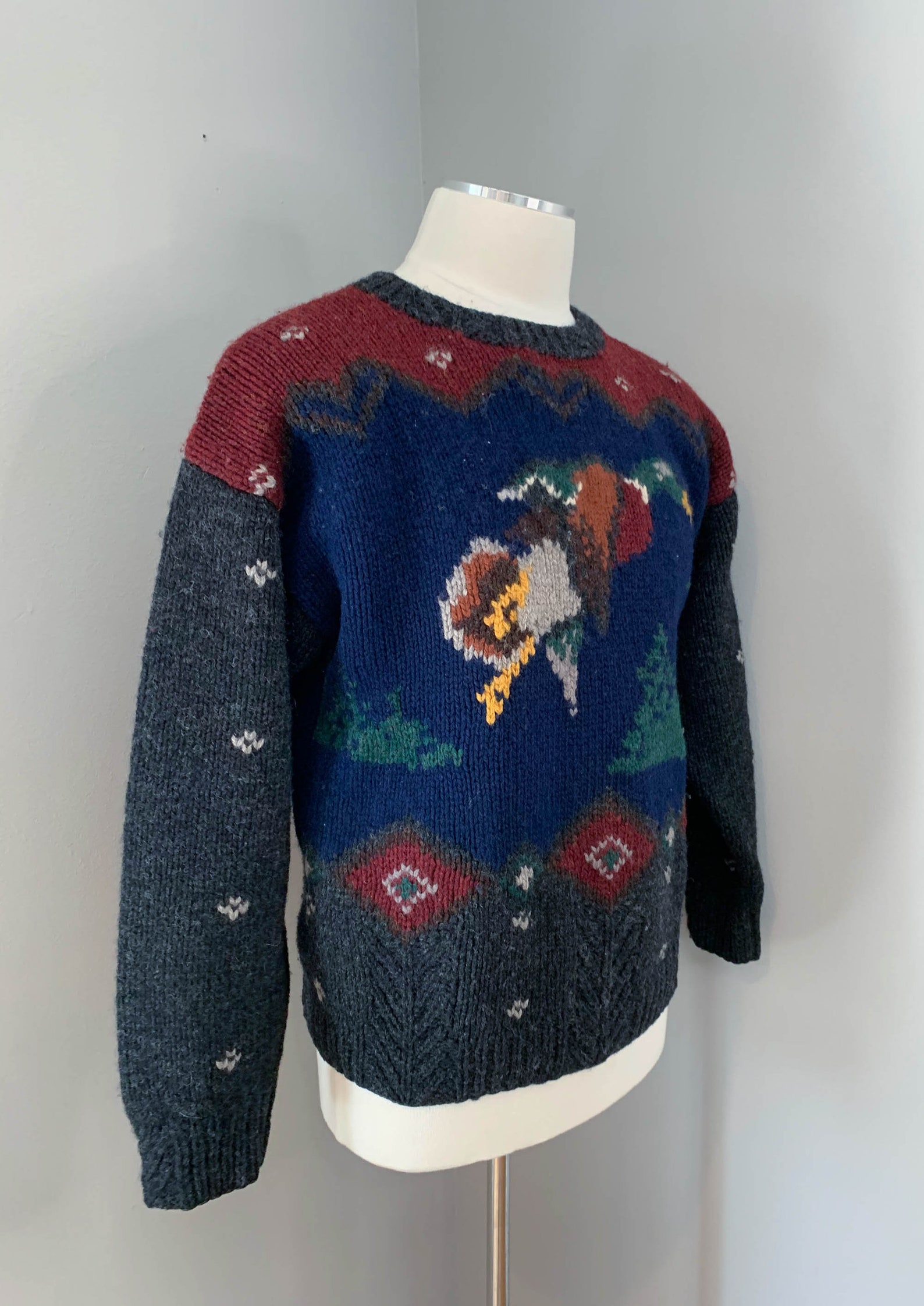 Woolrich Wool Crew Neck Sweater Pullover Ducks Mallard Nordic | Etsy