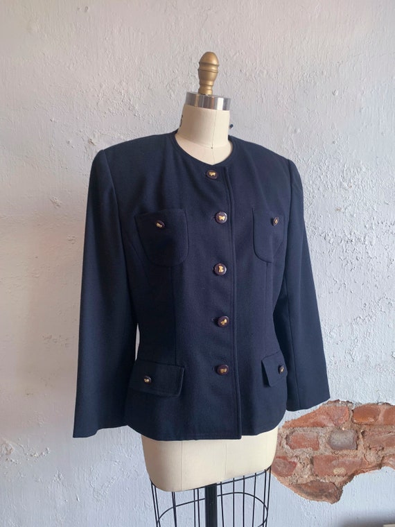 Herbert Grossman Cynthia Sobel Navy Blazer Bow Buttons Jacket - Etsy