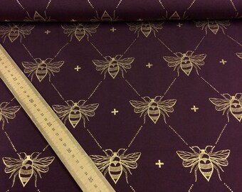 Golden Bee Metallic Foil Jersey Light Grey Fabric HALF METRE Dressmaking Knit St