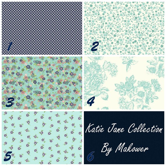 by Makower cotton fabric 10 fat quarter bundle coastal theme SEA BREEZE