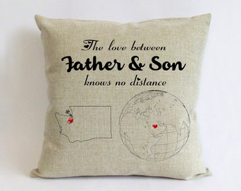 father son cushion fathers day gift Long distance father son pillow burlap