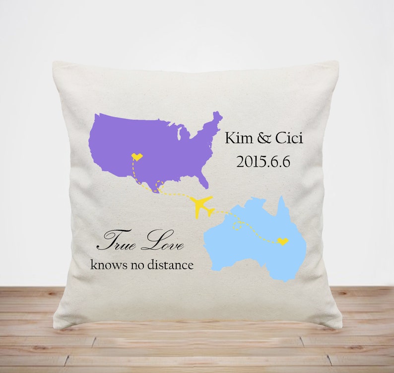 Custom long distance couple pillow-10th anniversary | Etsy