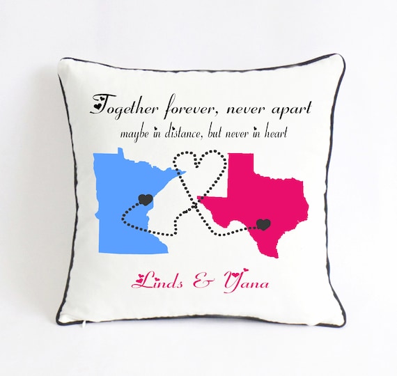 Long Distance Couple Pillow Couple Go Away Gift State Gift For Etsy