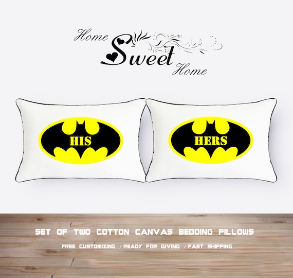 Bat Man Pillow Custom Wedding Gift For Couple His Hers Etsy