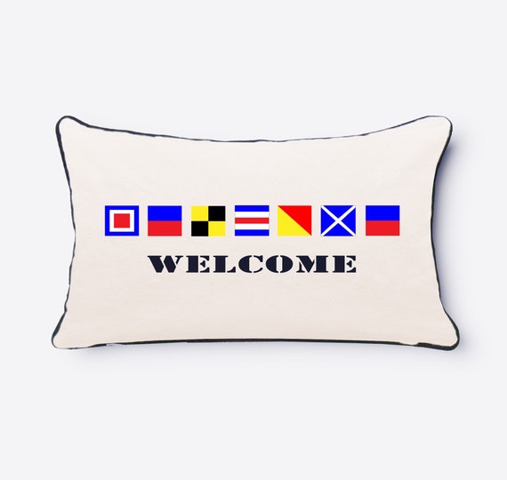 Custom Nautical Flag Pillownautical Baby Shower Giftlake Etsy