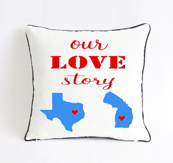 Our love story canvas pillow unique Love pillow cover Couple pillows | Etsy