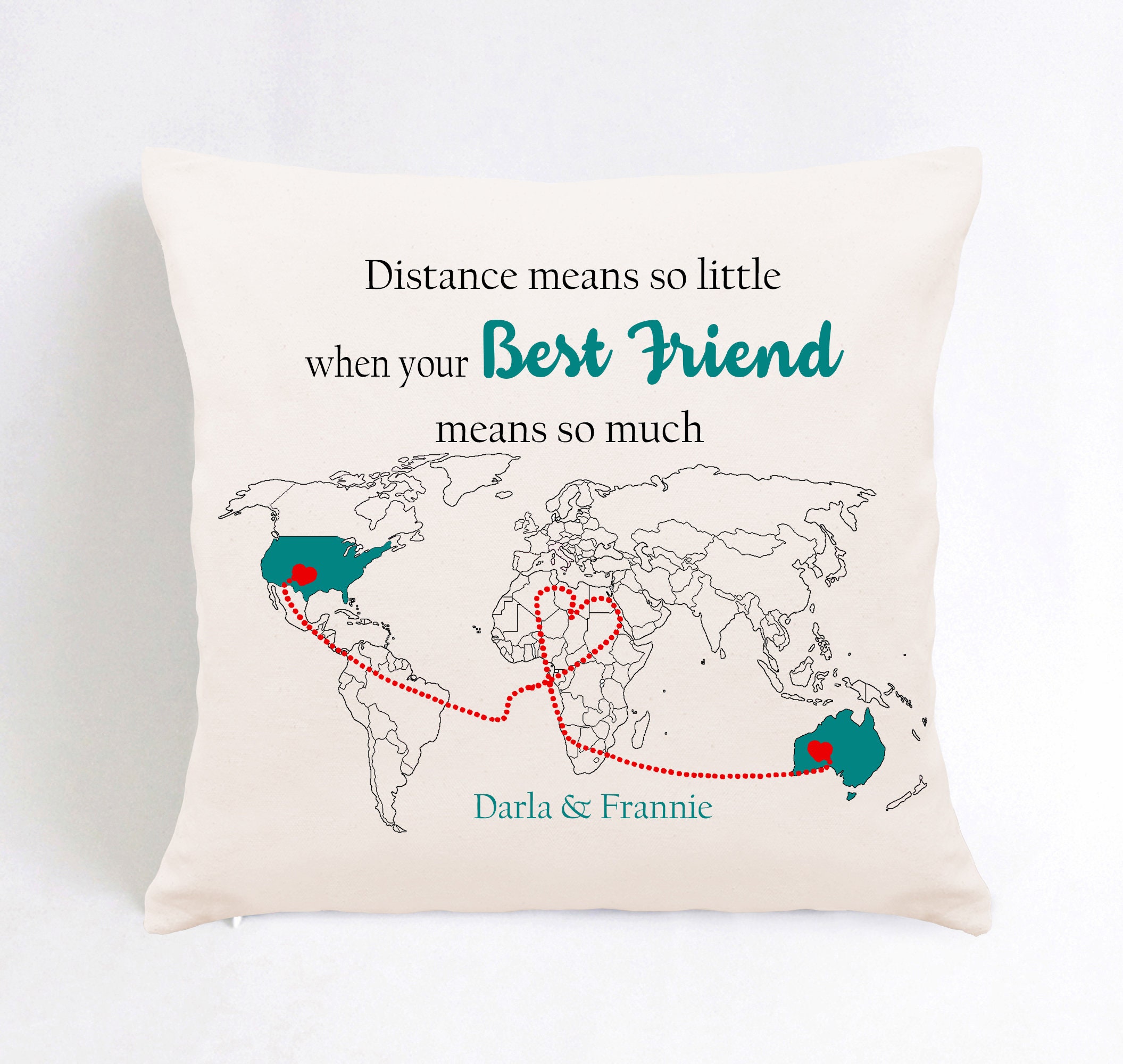 Long distance best friend pillowbest friend Xmas giftcustom Etsy
