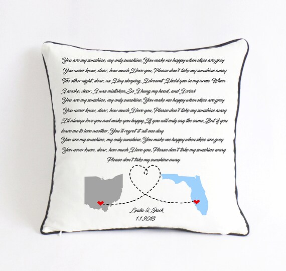 Custom Song Lyric Long Distance Cushionwedding Anniversary Etsy etsy