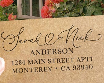 Custom Return Address Stamp Self Inking Or Rubber Stamp Mr and Mrs First and Last Name Holiday Housewarming Wedding Gift Invitation Stamp