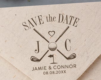 Golf Logo The Perfect Match Wedding Save the Date Stamp Self Inking Or Wooden Rubber Stamp